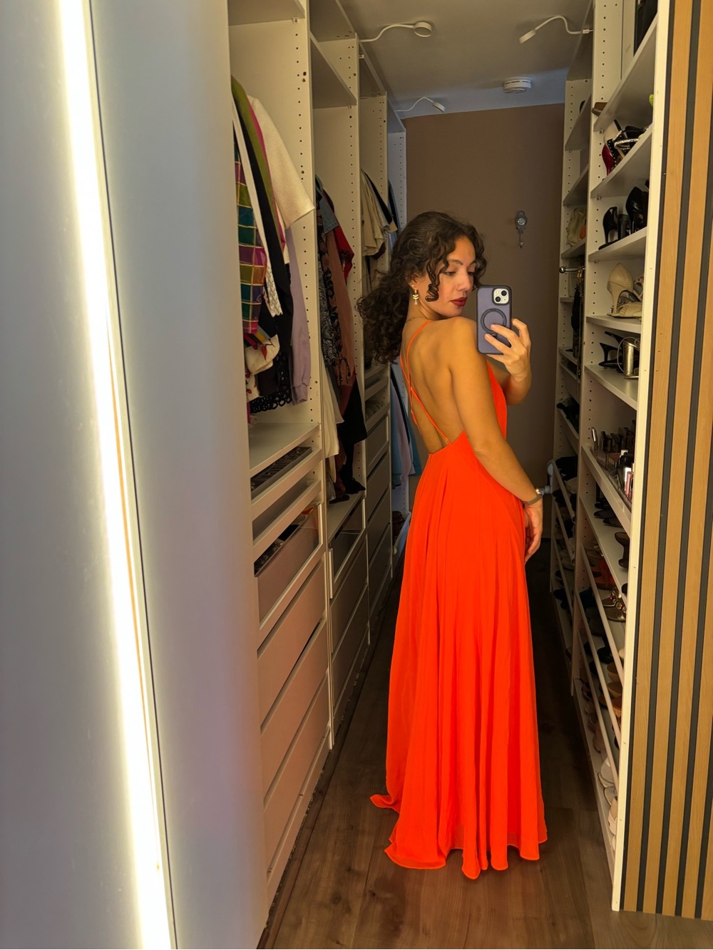 leshop Neon Orange Strappy Dress